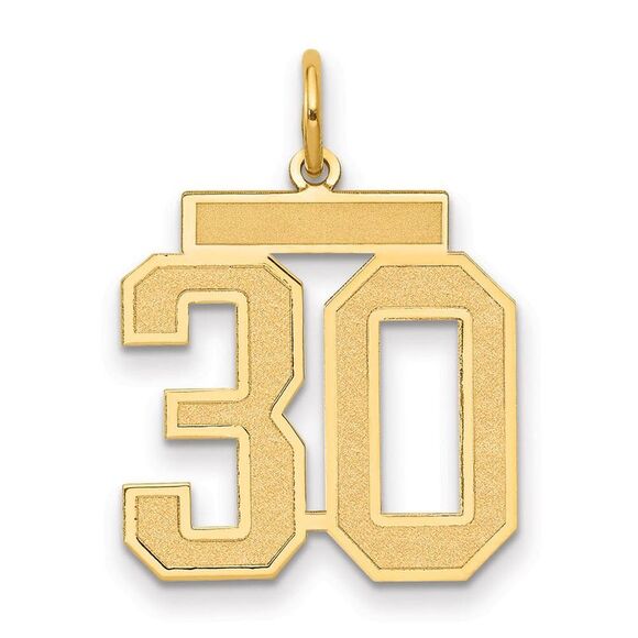 14k Yellow Gold, Jersey Collection, Medium Number 30 Pendant